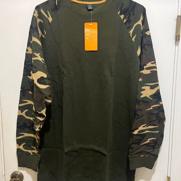 Green Color Army Green Camo Thermal Men's Thermal long sleeves - NEW - Picture 2 of 6